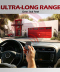 Person in car using Two Pack Universal MultiCode Gate Opener Remote 3089 308911 MCS308911 for garage doors with 300MHz capability