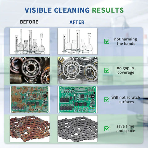 Badass Performance Ultrasonic Cleaner 10 Liter Tank With Adjustable Heat Timer And Full Wattage Controls cleaning results before and after.