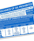 Two Pack Vessel Placards Set 5 By 10 Inch Must Have Marine Regulatory Compliance Stickers For Garbage And Oil Discharge Waterproof