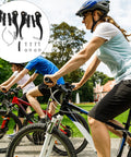 Two Set Bike Brake Kit For Road And Mountain Bikes, Aluminum Calipers, Durable Rubber Pads, cyclists riding in background