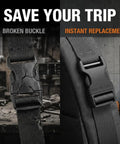 Image showcasing Heavy Duty One Inch Side Release Buckles With Screw Pin For Webbing Straps Two Pack, highlighting broken and new buckle comparison.