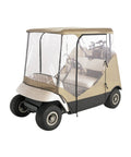 QuadGear Extreme UTV Cab Enclosure For Polaris Ranger XP HD In Realtree Hardwoods on golf cart, clear PVC windows, side door view