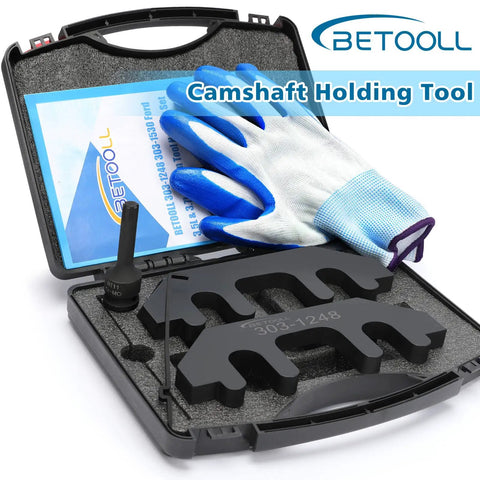 Ford Camshaft Holding Tool Kit For 3.5L/3.7L 4V Engines With Timing Alignment Holder And Tension Tool Pro Grade RT11 CrMo Impact Socket Set Gloves 303-1248 303-1530 Compatible in case