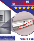 Upgrade Right Side Refrigerator Freezer Handle Support Replacement Part DA61-08247A for Samsung Refrigerators shown next to fridge.