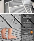 EVA Foam Boat Flooring With 3M Adhesive Backing Non Slip Faux Teak Decking showing water resistance and cushioned foot comfort.