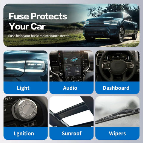 Fuse kit features for Dodge Ram Micro Fuse Kit With 5A 10A 15A 20A 25A 30A Fuse Assortment for Ram 2500 3500 Ram 1500 EcoDiesel Jeep Chrysler.