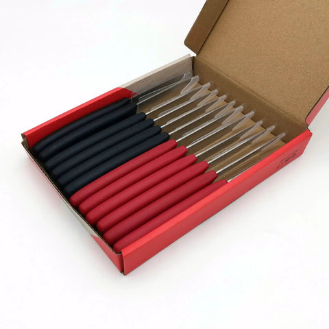 12 Piece Paring Knife Set for Home and Commercial Kitchens With Multipurpose Small Utility Knives and a Sharp German Steel Blade for Peeling Trimming Garnishing Slicing Black and Red Handles