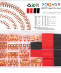 Heavy Duty Copper Wire Lugs And Heat Shrink Kit For Battery Cables with 260 pcs lugs and 140 pcs heat shrink tubing