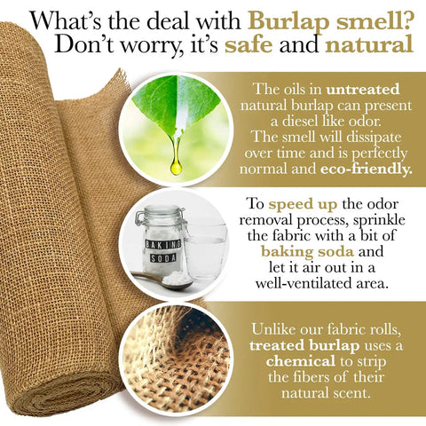 Extra Wide 40 Inch Burlap Roll, 15 Feet Long, Heavy Duty Natural Burlap Fabric Made From Jute Fiber with odor information