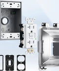 All In One Outdoor GFCI Kit With In Use Cover And Junction Box No Fuss 1 Gang Non Metal Weatherproof Outlet Box 20 Amp TR WR UL Listed GFCI Receptacle Extra Duty Lockable Cover Black 1 Pack.