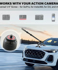 Heavy Duty Magnetic Car Mount For Insta360 And Action Cam With N52 Magnet Quick Release Base on car hood with 1/4" screw