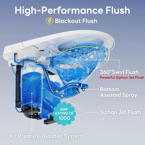 No Hassle Elongated One Piece Toilet Featuring 17.2 Inch Ada Comfort Height With Big Time Air Pressure Assist Flush And Nifty Hands Free Foot Kick Lever For A Smooth And Refreshing Bathroom Clean