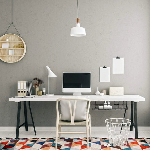 Modern workspace with Under Desk Cable Management Tray 2 Pack Heavy Duty Metal Wire Cord Organizer installed under a white desk.