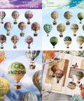 120 Colorful Hot Air Balloon PET Stickers Set for Scrapbooking and Journaling, Waterproof DIY Craft Decor pictures and styled layouts
