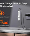 Rechargeable Milk Frother Handheld Foam Maker With Stainless Whisk For Cappuccino Latte Bulletproof Coffee Keto Diet Protein Powder Matcha Pure White Two Whisks No Fuss Quick Froth shown charging on counter
