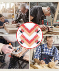 Two Pack 5.5 Inch 90 Degree Positioning Squares Right Angle Clamps for Woodworking shown in use with wood projects