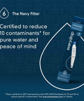 Replacement Ice and Water Refrigerator Filter 6 packaging, certified for 10 contaminants, displayed with navy blue background.