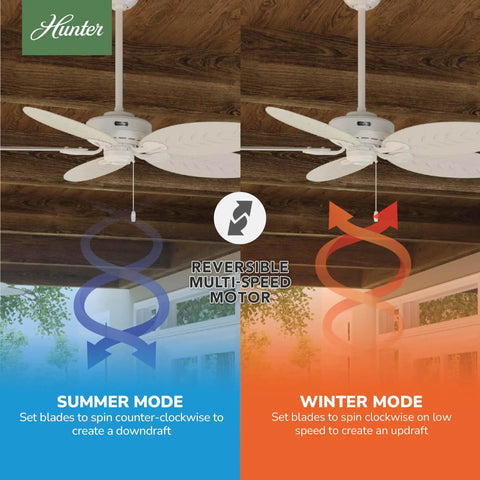 54 Inch Indoor Outdoor Ceiling Fan No Light White With 3 Inch Downrod Included All Weather Damp Rated Five Blade Pull Chain Standard Mount Ideal For Patio Porch Garage And Living Room with reversible motor for summer and winter modes