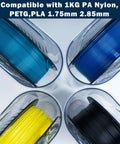Moisture Proof And Dust Proof 3D Printing Filament Storage Box Set, 4 Pack With Desiccants, showing stored colored filaments