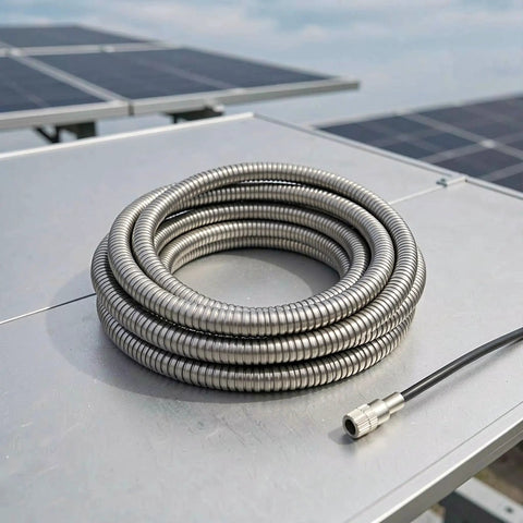 Top Notch Flexible Stainless Steel Wire Loom Sleeve For Heavy Duty Cable Management easy bend, 5mm ID, coiled for wiring protection.