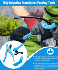 2 In 1 Drip Irrigation Hole Punch Cutter With Barbed Connectors for clean garden tubing installation, shown in use