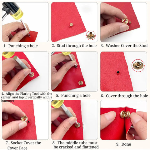 Step-by-step guide using Heavy Duty Snap Fasteners Kit 15mm 320 Pieces 80 Sets 4 Colors Stainless Steel Snaps With Caps.
