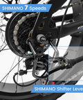 Shimano 7-speed gear system on Fat Tire Mountain Bike For Kids 20x4 Inch With Dual Disc Brakes Suspension Fork 7 Speed All Terrain MTB