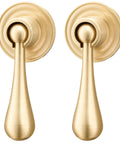 Solid Brass Cabinet Knobs 2 Pack In Brushed Gold Finish, Modern Pendant Pulls for Cabinets and Drawers front view