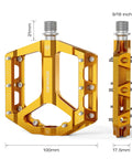Grippy Non Slip Aluminum Flat Bike Pedals with Big Platform, 100x121.5mm, 9/16 inch, Sealed Bearings, Durable Anti Slip Design