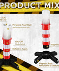 6 Piece Emergency Roadside Flares Kit With LED Safety Strobe Lights Bright Red Beacon Magnetic Base Removable Stand