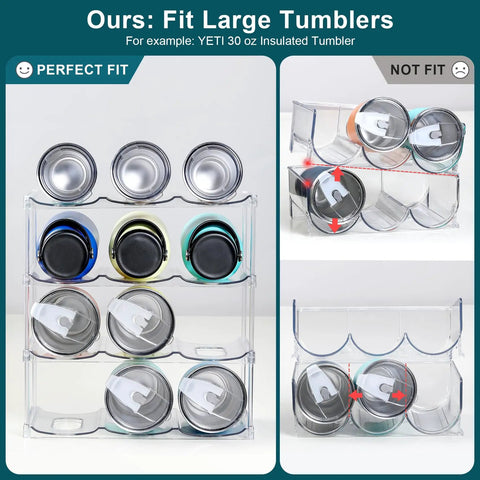4 Tier Stackable Water Bottle Organizer Rack Fits Large Wide Mouth Bottles And Tall Tumblers Holds 12 Items No Fuss