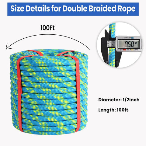 Half Inch By Hundred Feet Arborist Tree Climbing Rope Forty Eight Strand Polyester Static Bull Line Nine Thousand Pounds Breaking Strength Built Tough As Nails King Of The Canopy Top Shelf Marine Gear