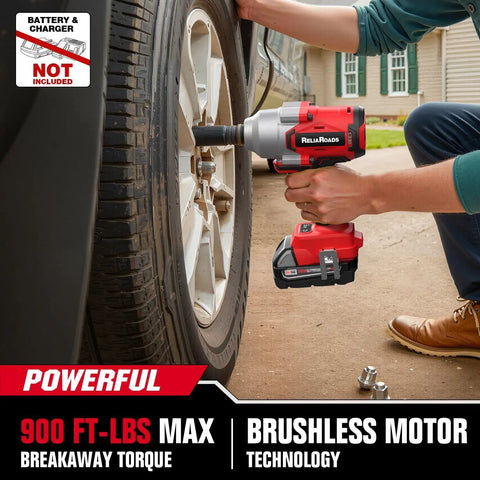 Using Beast 900 Ft Lbs Cordless Impact Wrench Half Inch Drive, Brushless High Torque, Milwaukee 18V Compatible, Tool Only