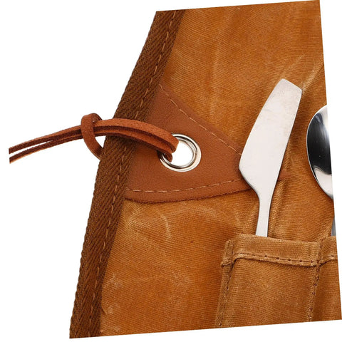 Outdoor Dining Kit Stainless Steel Camping Tableware Set knife and spoon in brown portable pouch detail