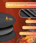 Close-up of 47 Inch Round Fire Pit Mat For Outdoor Grills And Camping layers showing fireproof and oilproof silicone-coated construction.