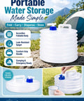 Foldable Water Container With Spigot For Camping And Travel 3 Liter Accordion Water Jug next to tent, showing features