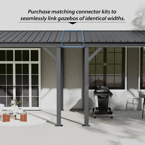 Gazebo Connector Kit for 12 Ft Wide Wall Mounted Gazebos, Heavy Duty Steel Linker, Rustproof And Easy Assembly, Expands Your Shade Space for 12x20 Lean-To Gazebos, Built For Real Outdoor Vibes