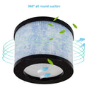 Replacement Air Filter 2 Pack For MK01 MK06 And Compatible Purifiers, 360-degree view showing air flow and HEPA filter