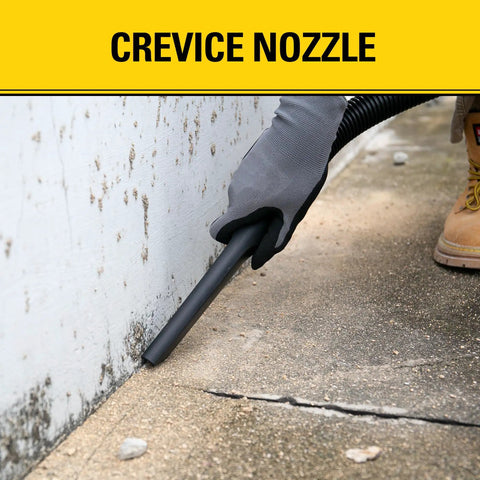 Using One Gallon Wet And Dry Shop Vacuum With One Point Five Peak Horsepower And Sixty Cfm Portable Lightweight Suction crevice nozzle