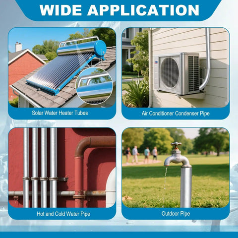 Wide application of Six Pack Three Quarter Inch Pipe Insulation Foam Tubes With Self Adhesive Aluminum Foil Wrap for various pipes.