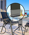 Hella Durable Marine Grade Berber Furniture Slider Socks With Uv Shielded Clear Sheath For Medium Rectangular Legs 8 Pack snugly fitting on patio chair leg.