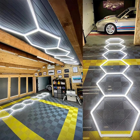 Hexagon LED Light Bars With T And Y L V I Connectors And 1.5m Power Cables For DIY Honeycomb Garage Lighting System Replacement Parts