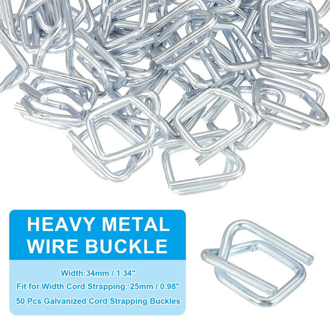 25 Pack Galvanized Steel Cord Strapping Buckles 32mm Wide For Packaging And Shipping, Heavy Duty Wire Buckles, rust resistant
