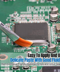 Brush applying No Clean Solder Paste Flux For Electronics Repair No Mess Rosin Flux Paste Lead Free on a PCB