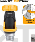 Lever Flow-Through Valve Connector Bundle with easy on-off design, metal hose threads, high-volume flow control, vertical operation
