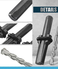 Heavy Duty Rock Splitting Wedges With Rotary Hammer Drill Bit Tough As Nails Steel Build for concrete breaking, showing detailed steel parts.