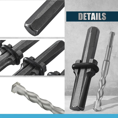 Heavy Duty Rock Splitting Wedges With Rotary Hammer Drill Bit Tough As Nails Steel Build for concrete breaking, showing detailed steel parts.
