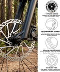 Mountain bike with a Two Pack 160Mm MTB Disc Brake Rotors With Six Bolts Stainless Steel M5 Screws 44Mm Hole Pitch Upgrade Set displayed.