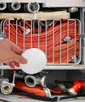 Slick White Ceiling Escutcheon Cover Plate Tight Concealed Sprinkler Guard Heavy Duty Iron Recessed Ring on fire hose storage.