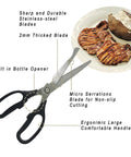 Big Ol Kalbi Meat Cutting Scissors For Korean BBQ And All Purpose Kitchen Tasks, stainless-steel shears with bottle opener and steak